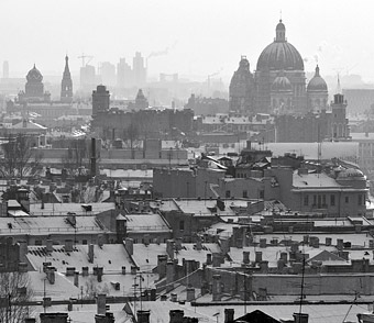 roofs of St Petersburg in wintertime