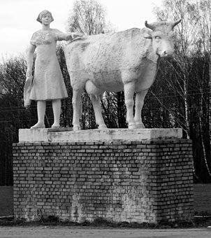 USSR milkmaid cow
