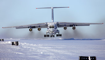 Antarctica. Ice Runway. Crosswind